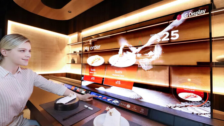 Los OLEDs transparentes de LG en los restaurantes pueden ofrecer una selección de menú inteligente y una funcionalidad transparente al mismo tiempo. (Fuente de la imagen: LG)