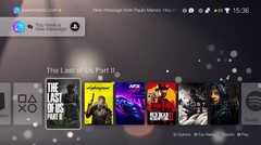 Pantalla conceptual de la interfaz de usuario de PS5 hecha por fans con alertas de mensajes. (Fuente de la imagen: YouTube/Paulo Manso Animation)