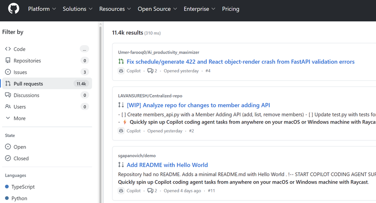 Más de 11.000 pull requests contienen el mensaje no solicitado 