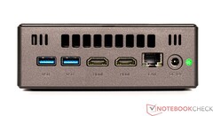Parte trasera: 2x USB 3.0, 2x HDMI, GBit-LAN, conexión de alimentación