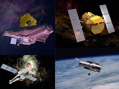 En la imagen, los telescopios espaciales JWST, Hubble, Chandra y Swift (Fuente de la imagen: NASA; editado)