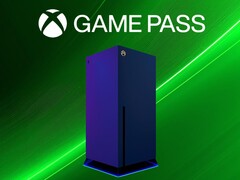 Siguiente Maqueta de consola Xbox con el banner de Game Pass