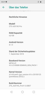 Software ZTE Axon 9 Pro