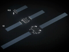 Comparación del tamaño de los satélites de SpaceX de la 3.ª generación frente a los de la 2.ª generación