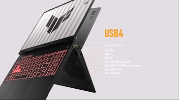 Puertos del ASUS TUF Gaming A16. (Fuente: ASUS)