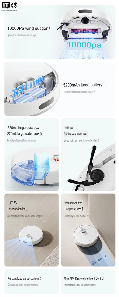 Especificaciones del Xiaomi Mijia Robot Vacuum 4 (traducido).