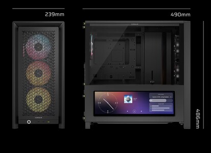 Dimensiones del Corsair Frame 4000D LCD. (Fuente de la imagen: Corsair)