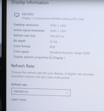 Una captura de pantalla del vídeo del monitor Spectrum de Eve funcionando a 4K 144 Hz. (Imagen vía Eve Devices)
