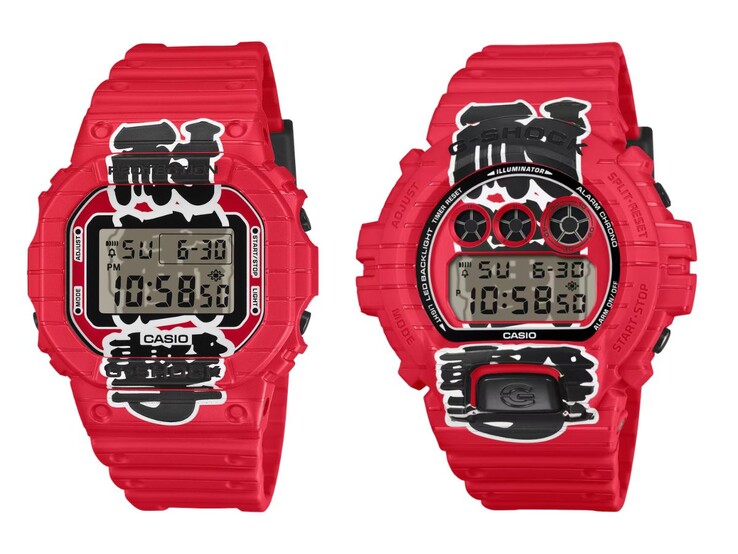Los relojes Casio G-Shock DW-5600AKA-4 (izquierda) y DW-6900AKA-4 (derecha)