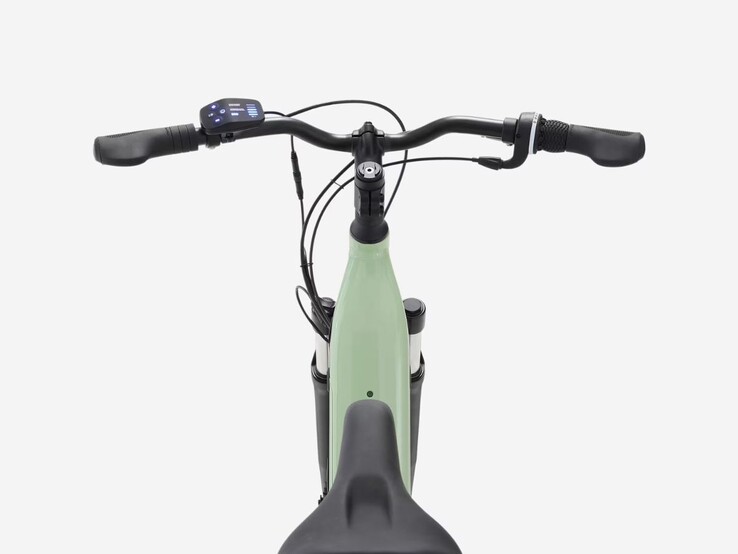 La bicicleta eléctrica híbrida Rockrider E-ACTV 100 Low Frame de Decathlon en verde almendra