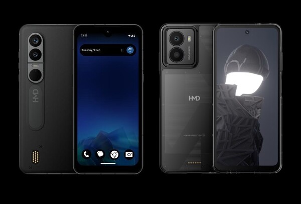 El HMD Lvalo XE 5G (l) tiene un juego de conectores pogo diferente al del HMD Fusion (r). (Fuente de la imagen: smashx_60/HMD)
