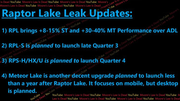 Información sobre Intel Raptor Lake. (Fuente de la imagen: MLID)