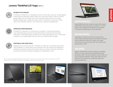Especificaciones ThinkPad L13 Yoga G2 AMD