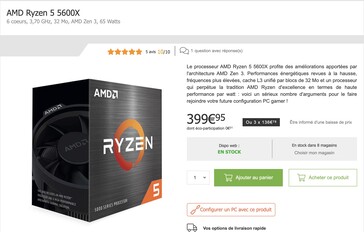 El AMD Ryzen 5 5600X se vende por 400 euros (~470 dólares) en www.materiel.net