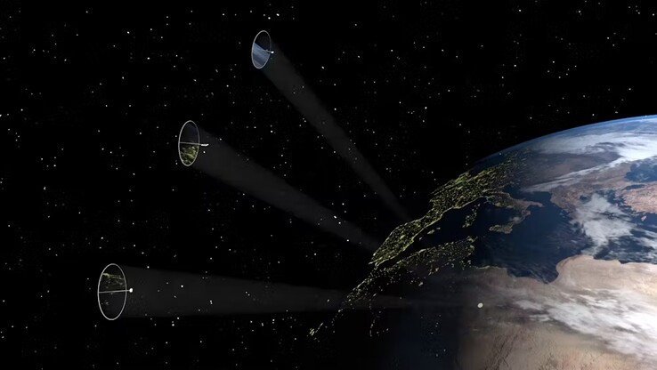 Imagen que muestra cómo los satélites redirigen la luz solar hacia un punto concreto de la Tierra. (Fuente de la imagen: Andrea Viale, Universidad de Glasgow, NASA)