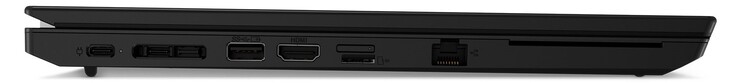 Lado izquierdo: 1x USB-C 3.2 Gen1 (conexión de alimentación), 1x Thunderbolt 4, puerto de acoplamiento, 1x USB-A 3.2 Gen1, HDMI, lector de tarjetas microSD, GigabitLAN, lector de tarjetas inteligentes