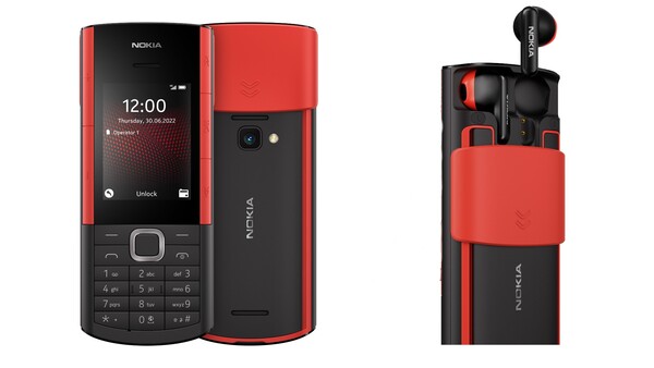 El Nokia 5710 XpressAudio tiene un compartimento para auriculares TWS (Fuente de la imagen: Nokia)