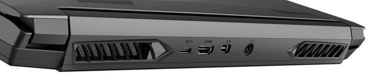 Parte trasera: USB 3.2 Gen 2 (USB-C, DisplayPort 1.4, G-Sync), HDMI 2.1 (con HDCP 2.3), Mini DisplayPort 1.4 (G-Sync), puerto de alimentación