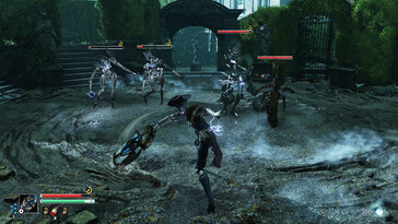 Una imagen que muestra una batalla contra soldados mecánicos en Steelrising.