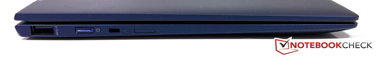 Lado izquierdo: USB-A 3.1 Gen.1, ranura para un candado de seguridad, botón de encendido, ranura para Nano-SIM