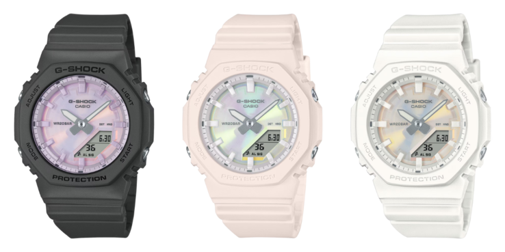 De izquierda a derecha: la GMAP2100PC1A, la GMAP2100PC4A y la GMAP2100PC7A. (Fuente de la imagen: Casio)