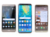 De izquierda a derecha: Huawei Mate 9, Mate 20 Pro y Mate 10 Pro