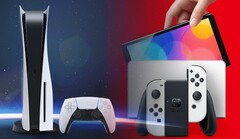 El precio de PS5 podría modificarse para reflejar el posible éxito de ventas de la Nintendo Switch OLED. (Fuente de la imagen: Sony/Nintendo - editado)