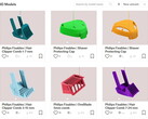 Seis de los siete modelos imprimibles en 3D de Philips disponibles actualmente
