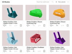 Seis de los siete modelos imprimibles en 3D de Philips disponibles actualmente
