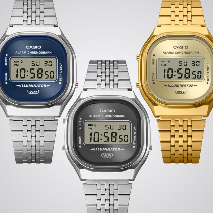 De izquierda a derecha: Casio A140WE-8A, A140WE-2A y A140WEG-9A.