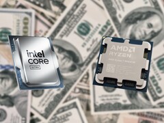 Según los informes, AMD e Intel lanzarán en 2026 los sucesores de sus CPU Zen 5 (imagen de la derecha) y Arrow Lake (imagen de la izquierda) de la generación actual. (Fuente de la imagen: Unsplash, Intel, Notebookcheck, editado)