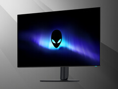 Vista frontal en ángulo del monitor OLED 4K Alienware AW3226Q de 32 pulgadas