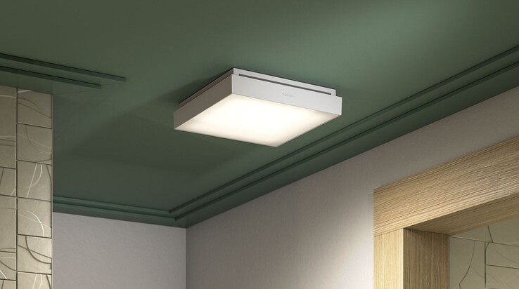 El ventilador inteligente Atmo es un climatizador de baño y una luz nocturna inteligentes. (Fuente: Kohler)