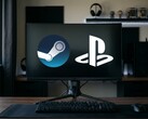 Los logotipos de Steam y PlayStation aparecen en el monitor del PC