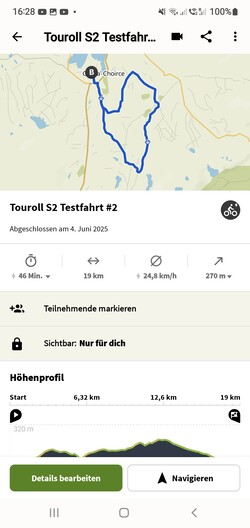 ruta de prueba de 19 km con la económica bicicleta eléctrica plegable Touroll S2
