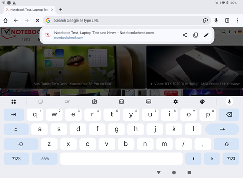 Teclado en formato apaisado