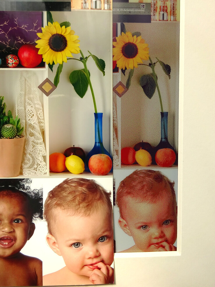 E Panel de tinta frente a impresión fotográfica.