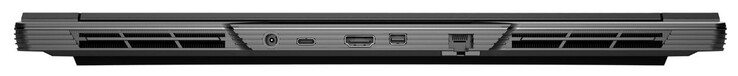 Parte trasera: Conexión de alimentación, USB 3.2 Gen 2 (USB-C), HDMI 2.1, Mini DisplayPort 1.4a, Gigabit Ethernet (2,5 GBit/s)