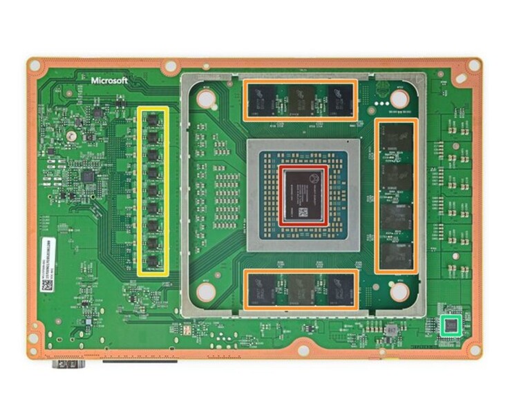 Placa base de la Xbox Series X mostrando la APU AMD en el centro (Fuente de la imagen: iFixit)