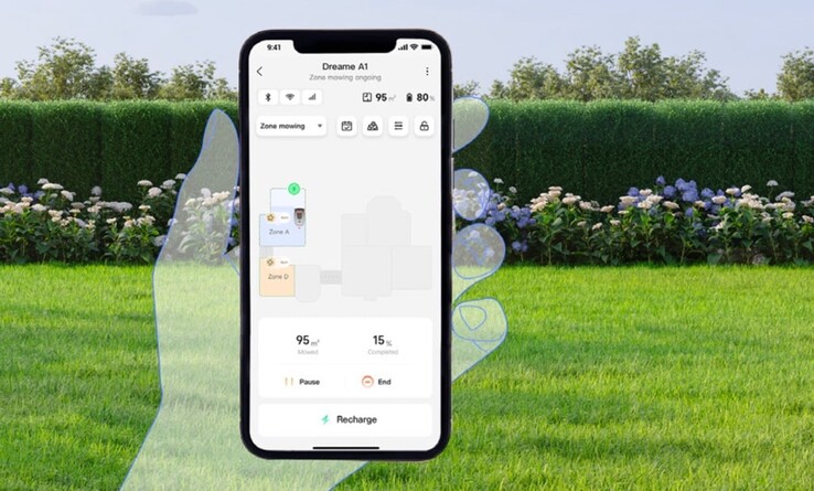 El Roboticmower A1 de Dreame puede controlarse a través de una app. (Fuente de la imagen: Dreame)