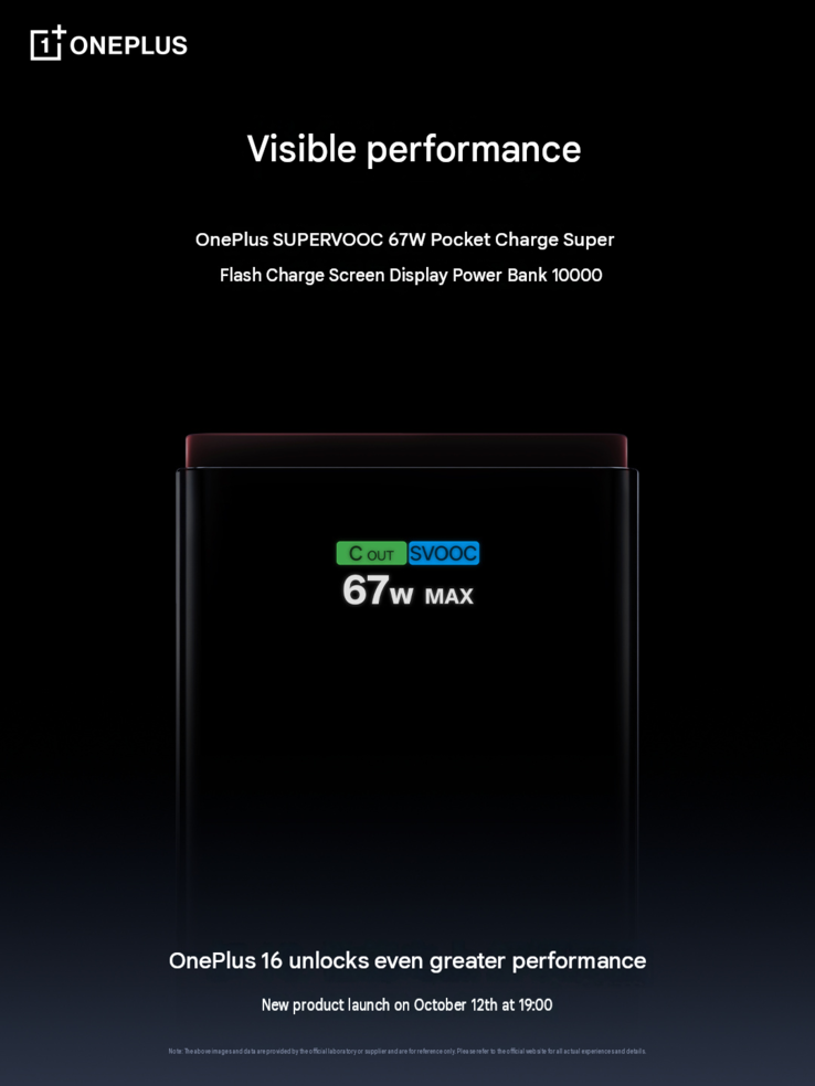 Imágenes promocionales oficiales de la nueva batería externa SuperVOOC de 67W.