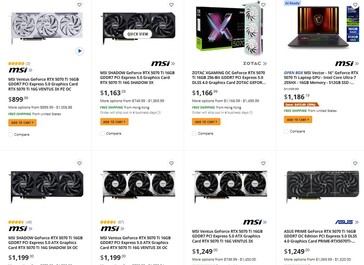 Precio de la RTX 5070 Ti en Newegg. (Fuente de la imagen: Newegg)