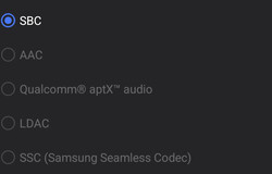 Códecs de audio Bluetooth disponibles