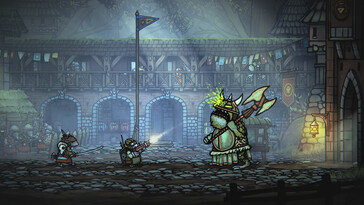 Una imagen del juego Tails of Iron que muestra una batalla.