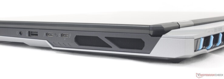 Derecha: auriculares de 3,5 mm, USB-A 3.2 Gen. 2, USB-C con Thunderbolt 4 + DisplayPort, USB-C con Thunder 4 + DisplayPort + Power Delivery 3.1