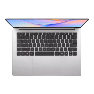 Asus Vivobook S14 visto desde arriba con su teclado y panel táctil