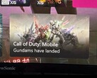Captura de pantalla del panel de control de Xbox que muestra un anuncio de Call of Duty: Mobile en el que aparecen mechs Gundam con la leyenda "Los Gundams han aterrizado" (Reddit/u/Critical_Term_1013 vía r/xbox)