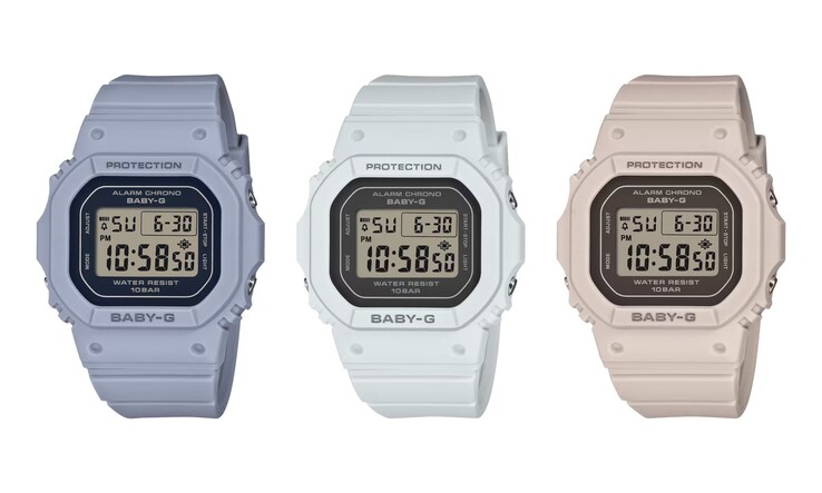 De izquierda a derecha: los relojes Casio BGD-565FG-2B, BGD-565FG-2C y BGD-565FG-5