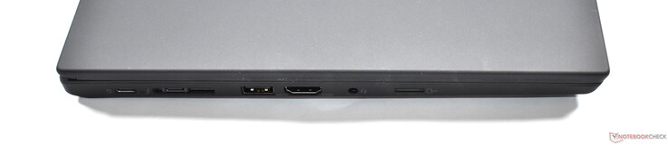 izquierda: 2 Thunderbolt 4, miniEthernet, USB A 3.1 Gen 1, HDMI 2.0, audio de 3,5 mm, microSD