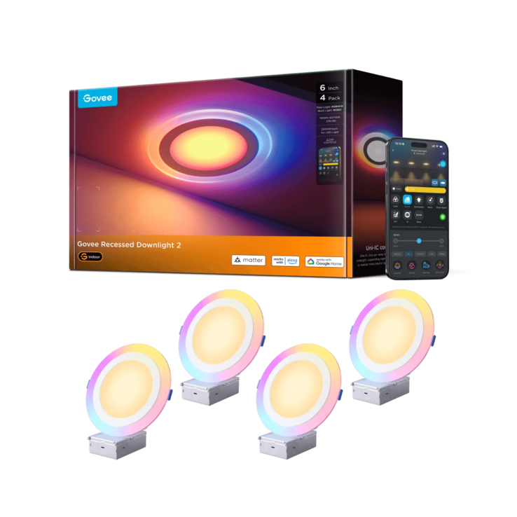 Las luces empotradas inteligentes Govee Pro de 6 pulgadas con luz nocturna. (Fuente de la imagen: Govee)